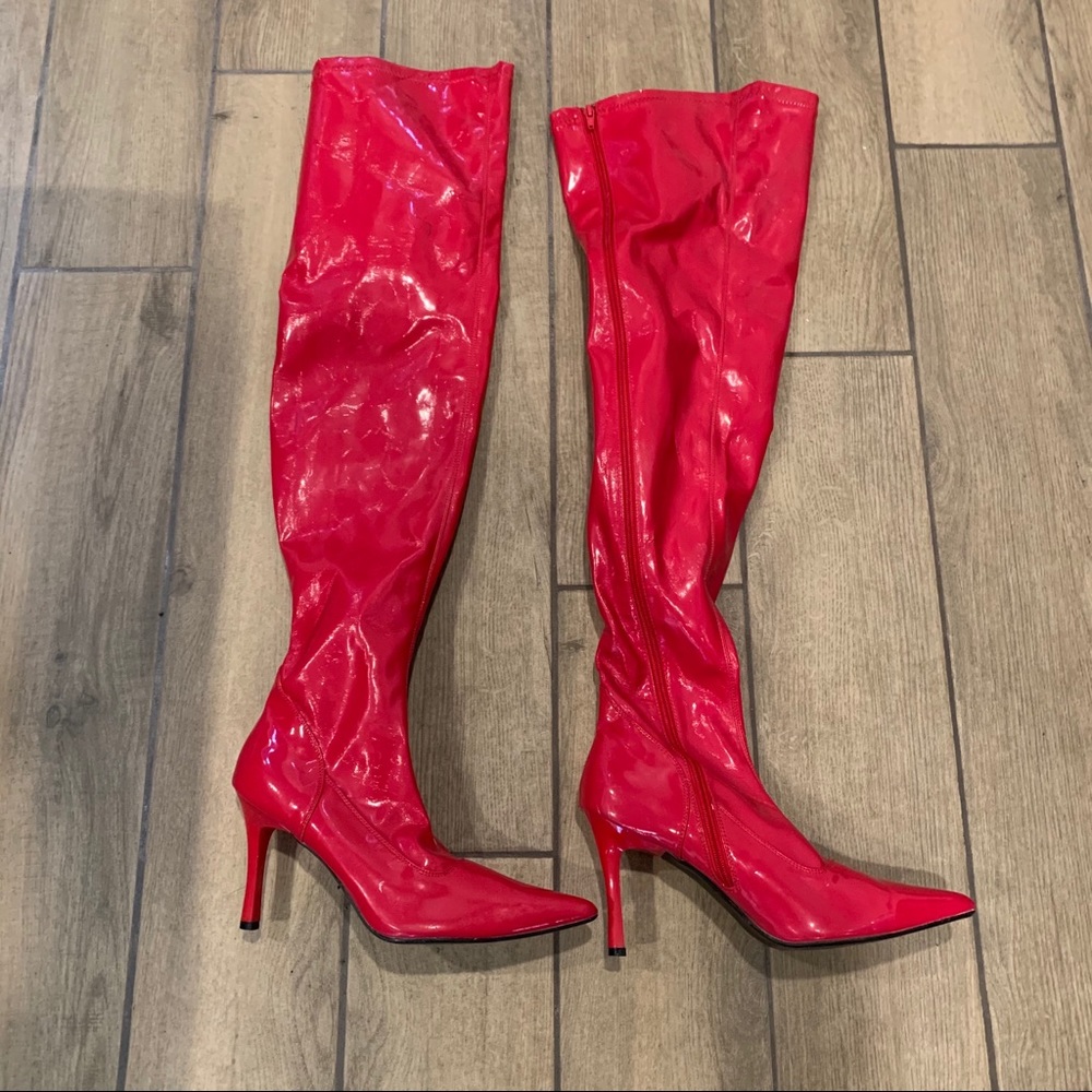 Thigh High Red Boots